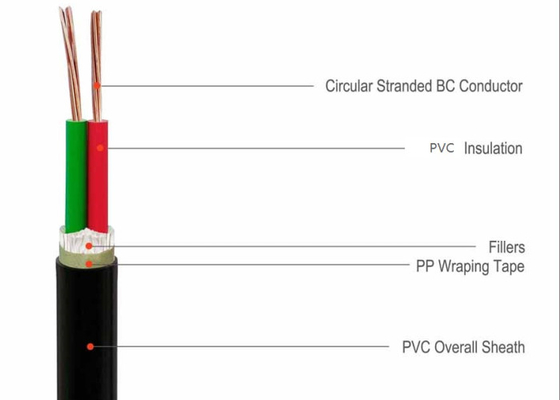 Two Cores Stranded Copper Conductor 1kV  PVC Insulated Cable with PVC sheathed supplier