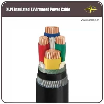 Copper Conductor LV Armoured Electrical Cable , 4 Cores Steel Wire Armored Cable supplier