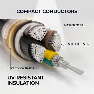 UV Resistant PVC Insulated Power Cable 0.6/1kV 4x35mm2 Aerial Overhead Outdoor Use supplier
